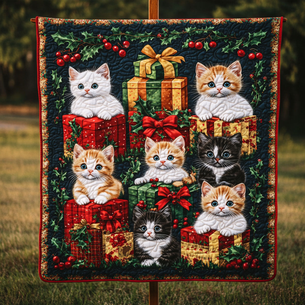 Festive Paws Quilted Blanket - Throw (55" x 60")