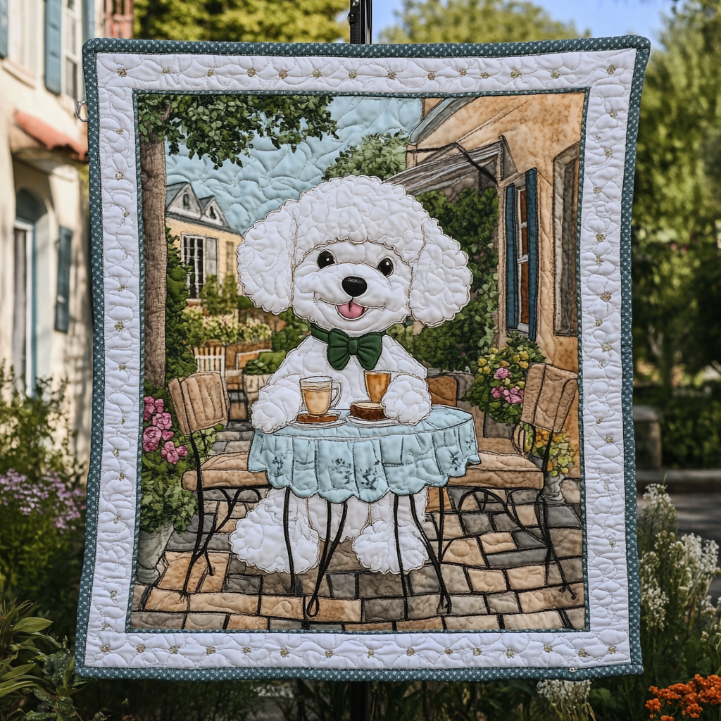 Festive Poodle Parade Quilted Blanket - Throw (55" x 60")