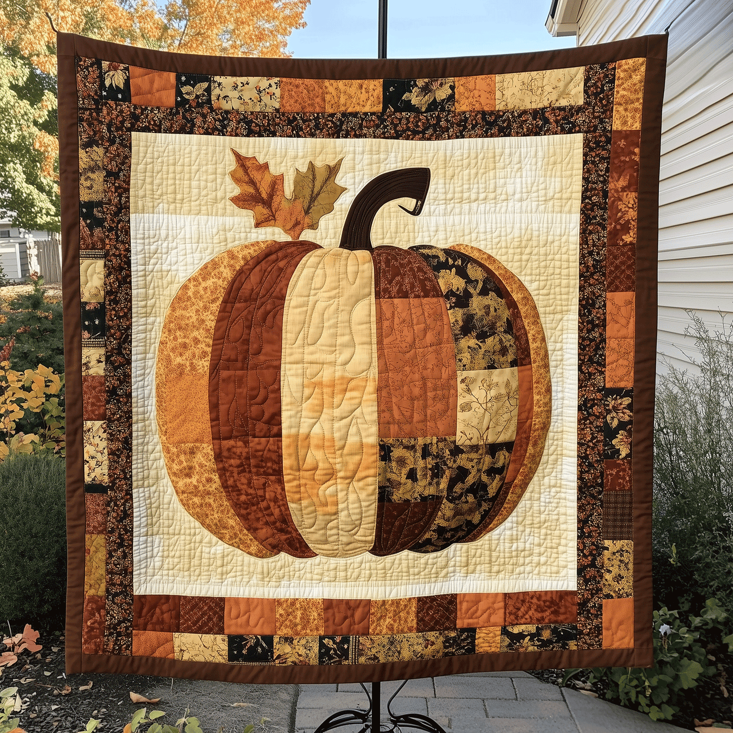 Festive Pumpkin Quilted Blanket - Throw (55" x 60")