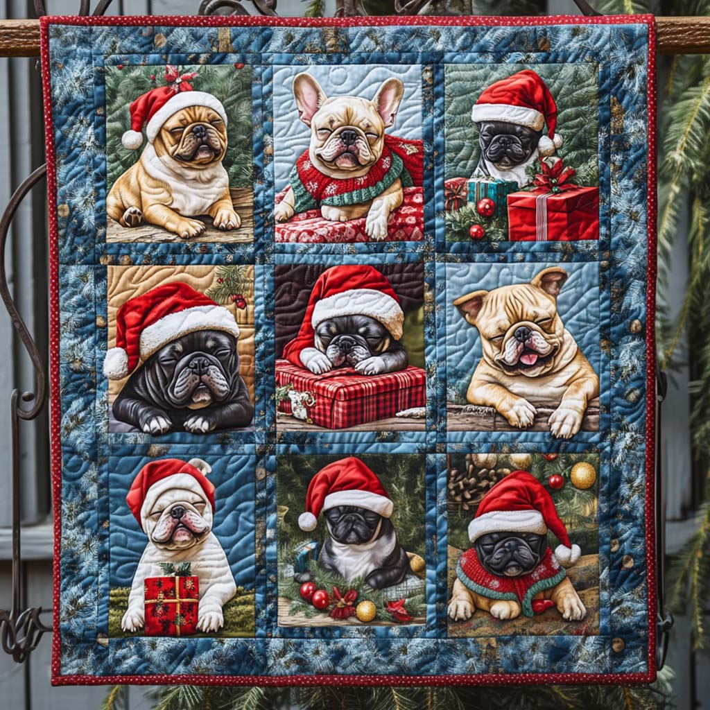 Festive Pups Quilted Blanket - Throw (55" x 60")