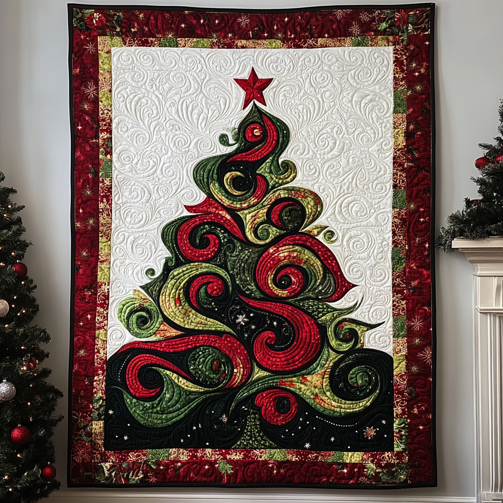 Festive Tree Quilted Blanket - Throw (55" x 60")
