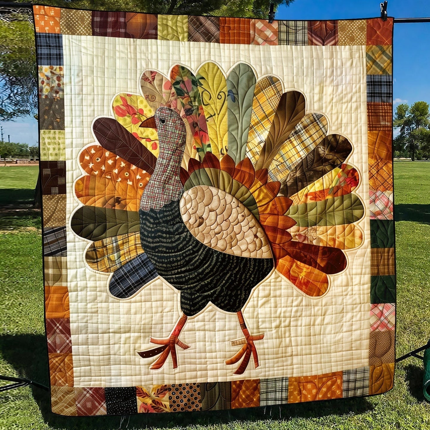 Festive Turkey Quilted Blanket - Throw (55" x 60")