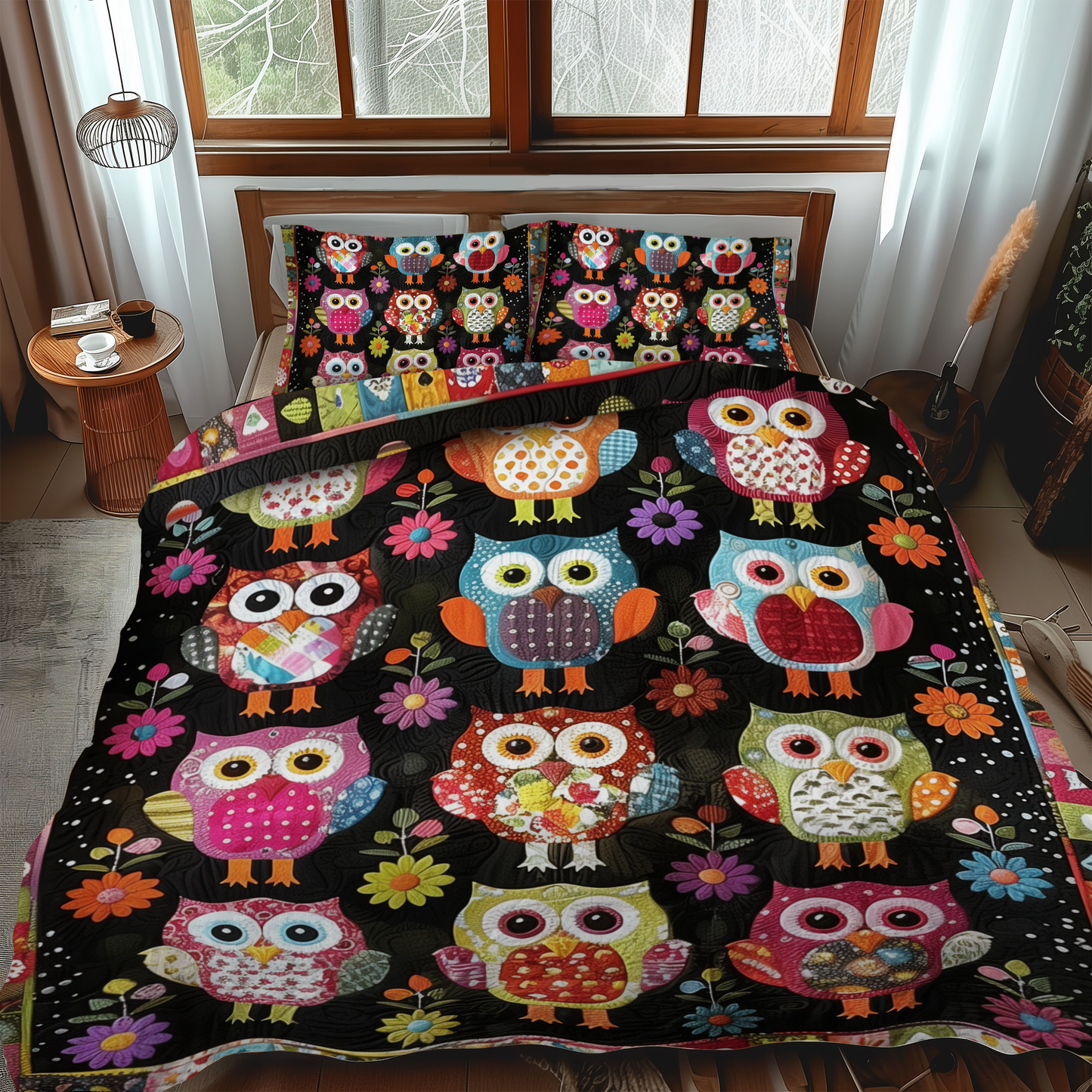 Fetching Owls 3-Piece Quilted Bedding Set - Single (59" x 70")