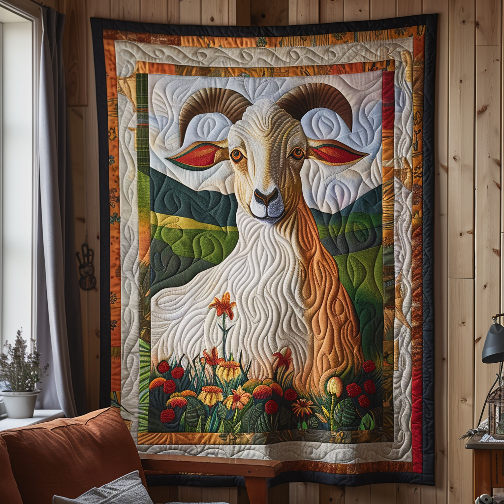 Field Ram Quilted Blanket - Throw (55" x 60")