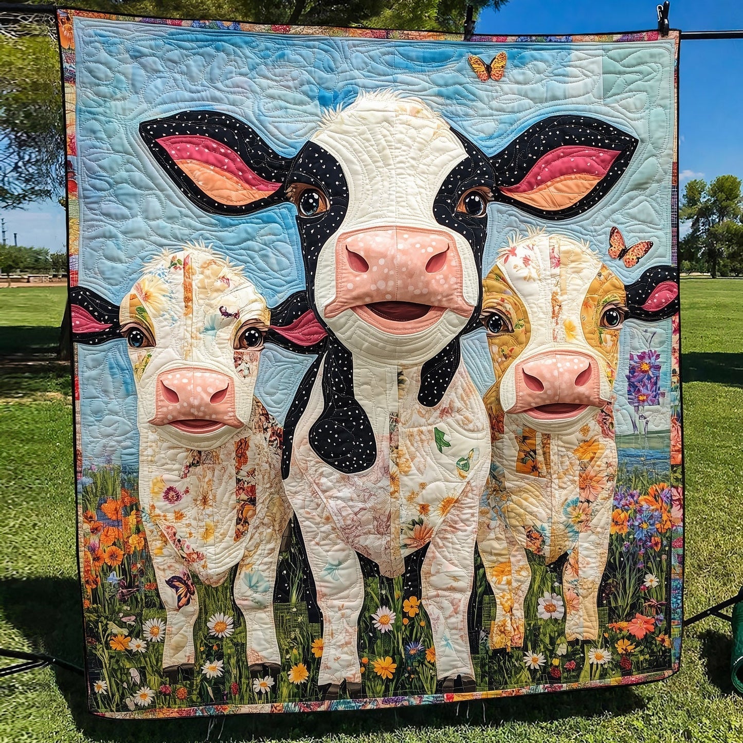 Field of Friends Quilted Blanket - Throw (55" x 60")
