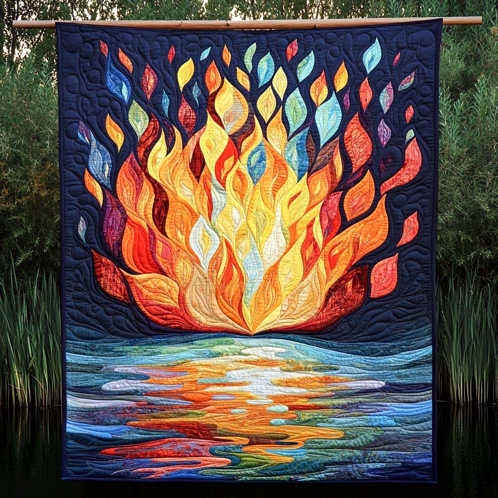 Fiery Reflection Quilted Blanket - Throw (55" x 60")