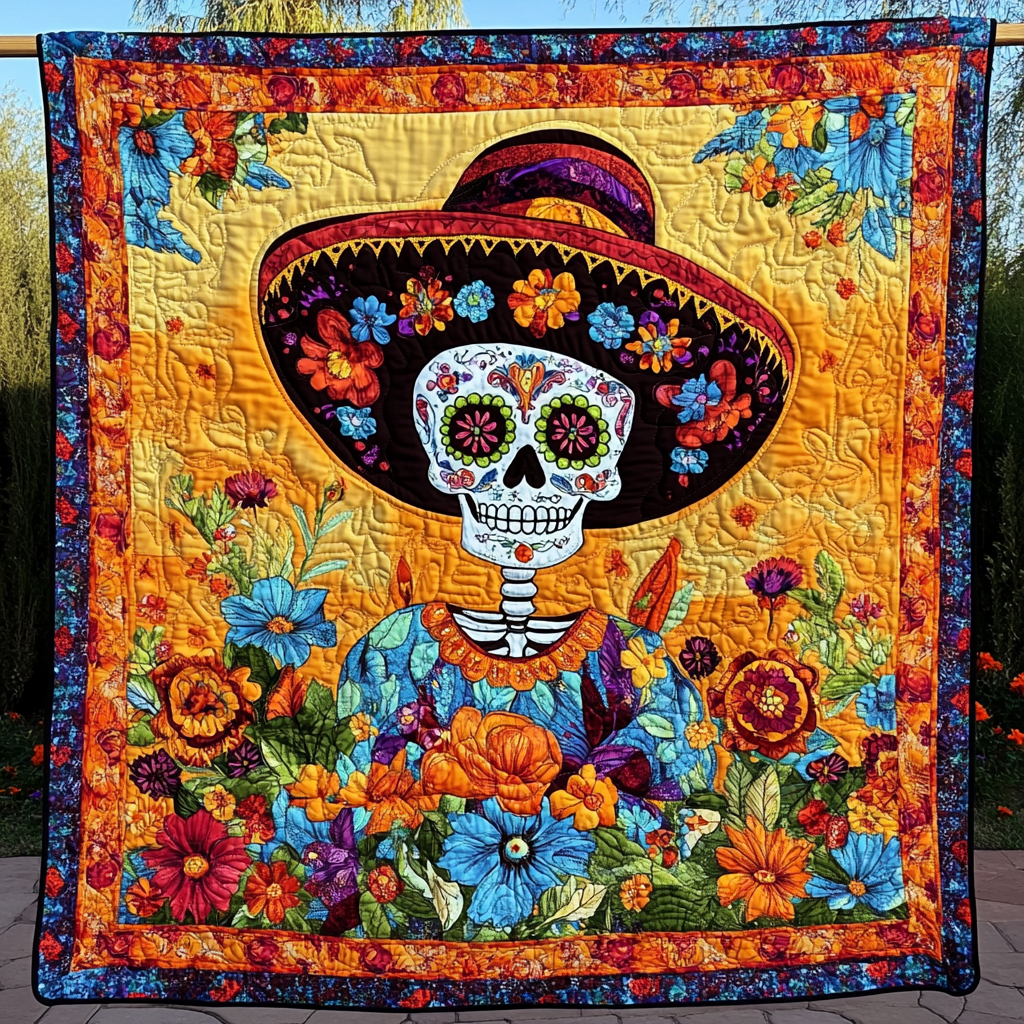 Fiesta Catrina Quilted Blanket - Throw (55" x 60")