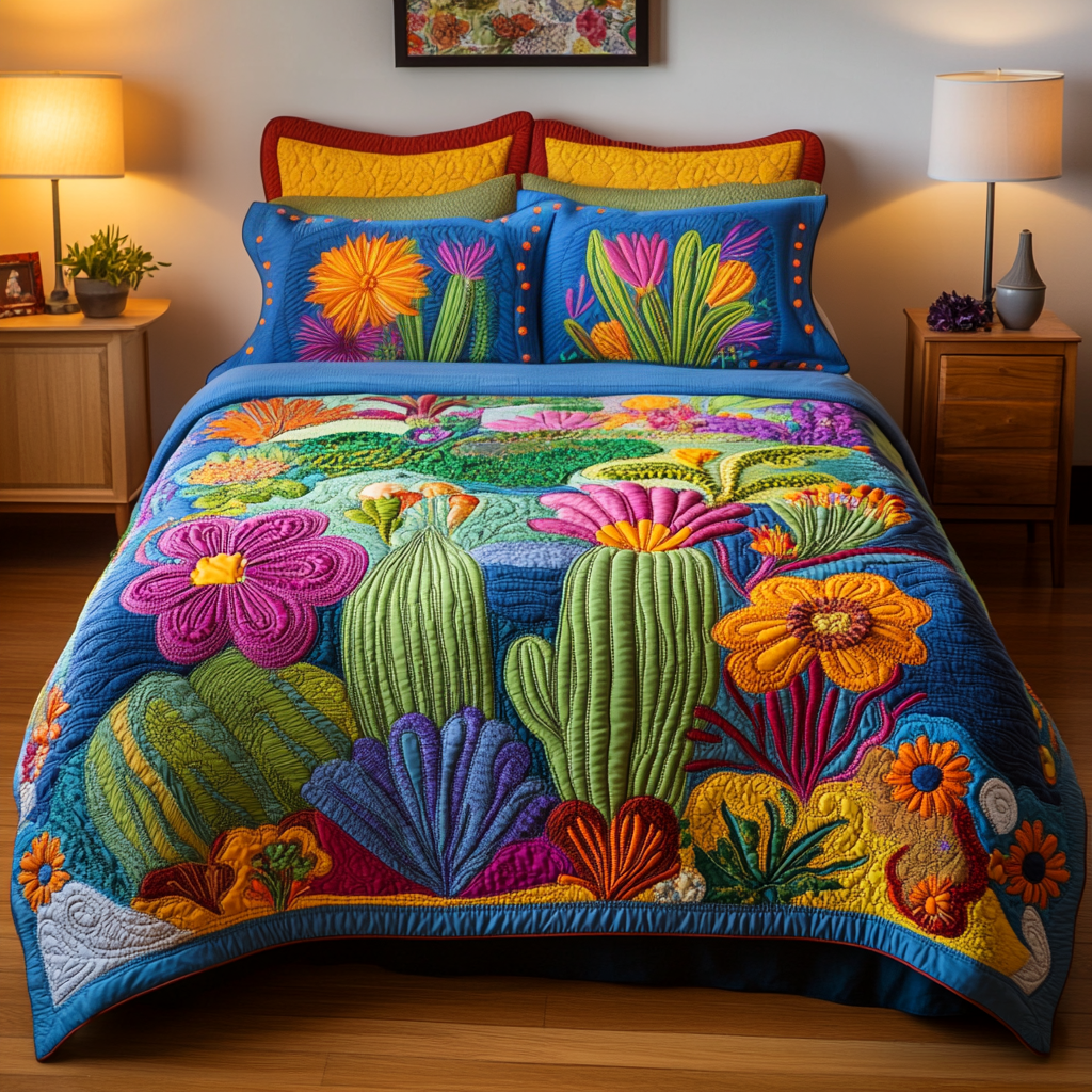 Fiesta Flora 3-Piece Quilted Bedding Set - Single (59" x 70")