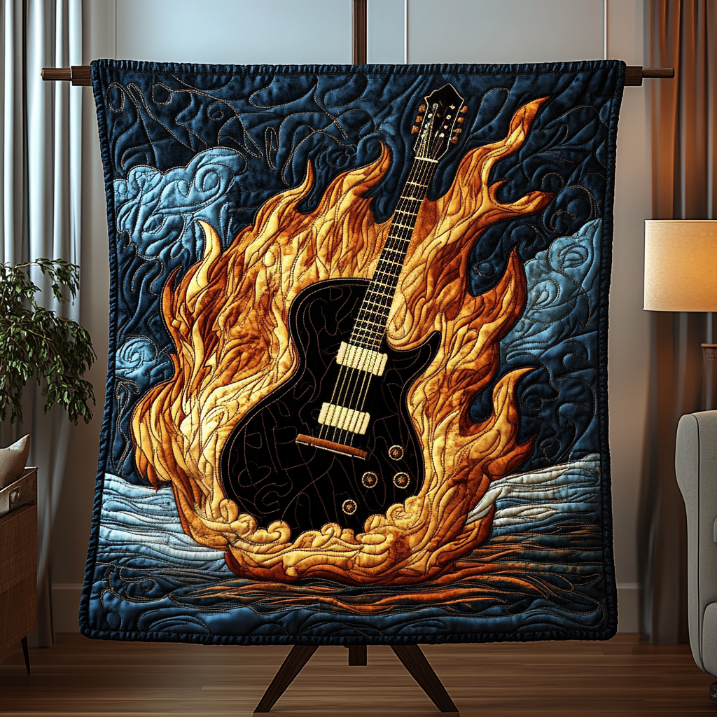 Fire Strings Quilted Blanket - Throw (55" x 60")