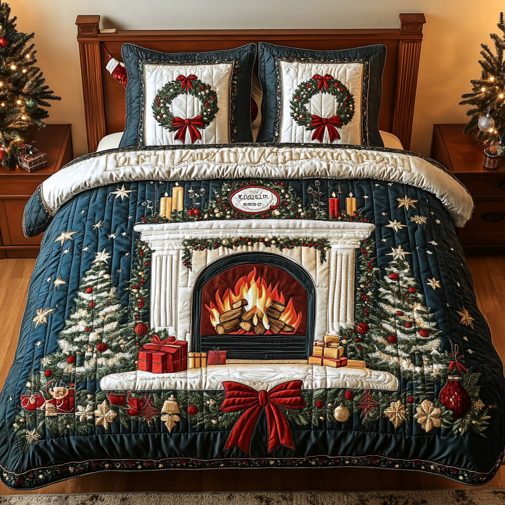 Fireplace Dreams 3-Piece Quilted Bedding Set - Single (59" x 70")