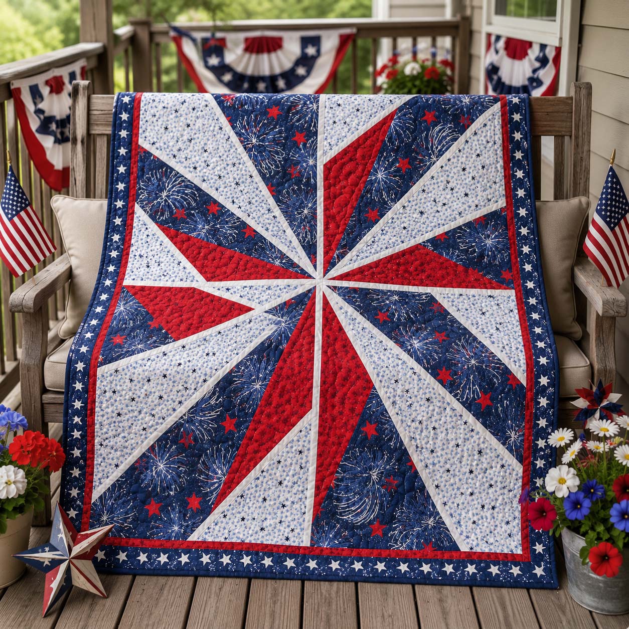 Firework Pinwheel Quilted Blanket - Baby (30" x 40") - Pack 1