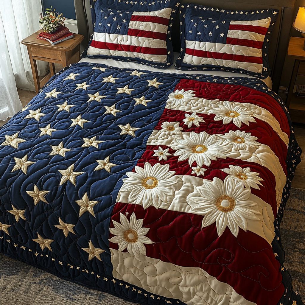 Flag Dreams 3-Piece Quilted Bedding Set - Single (59" x 70")