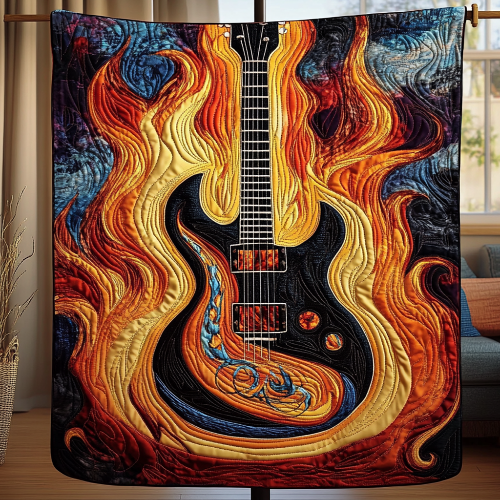 Flame Strings Quilted Blanket - Throw (55" x 60")