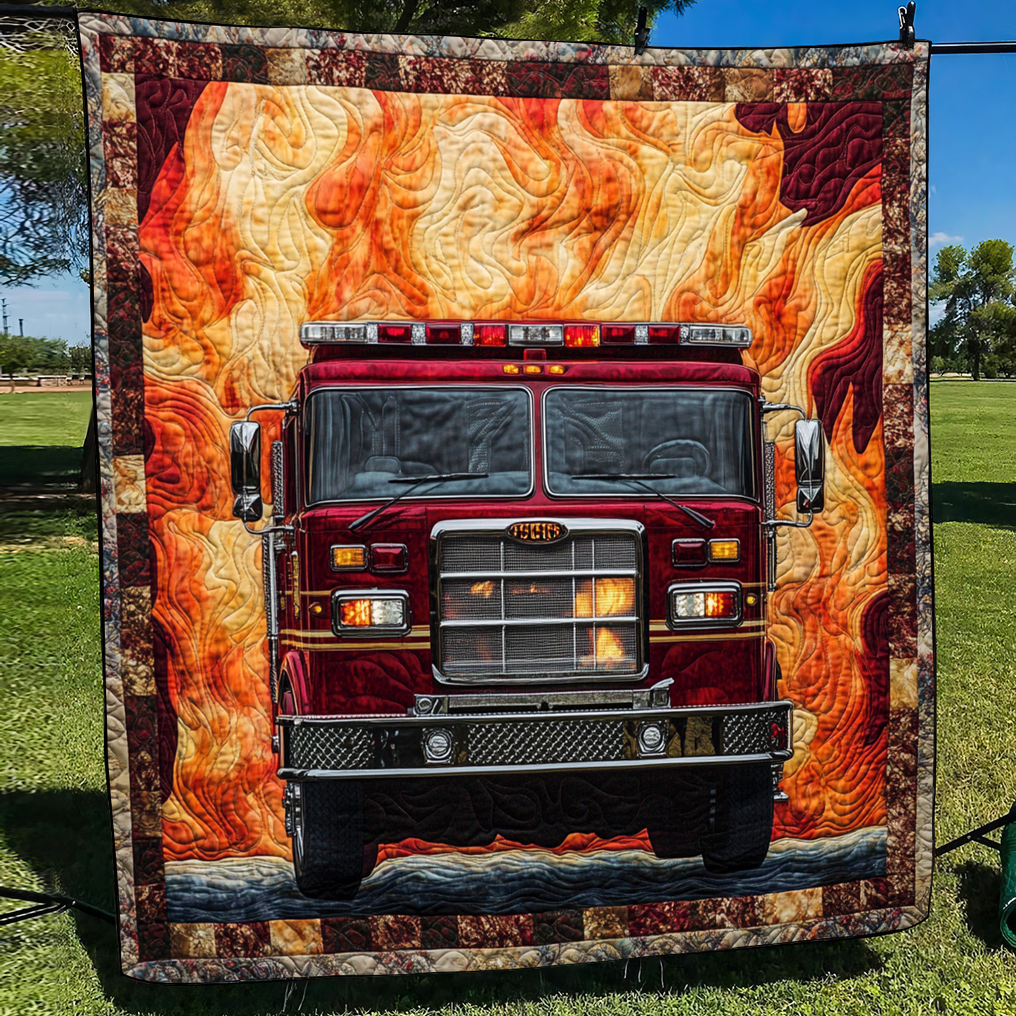 Flames of Courage Quilted Blanket - Throw (55" x 60")