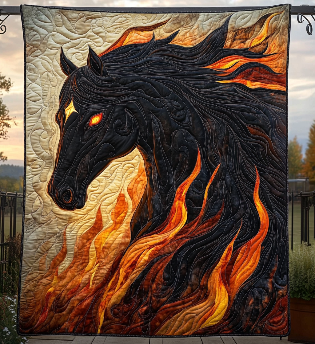 Flaming Horse Art Quilt Hanging - Baby (30" x 40")