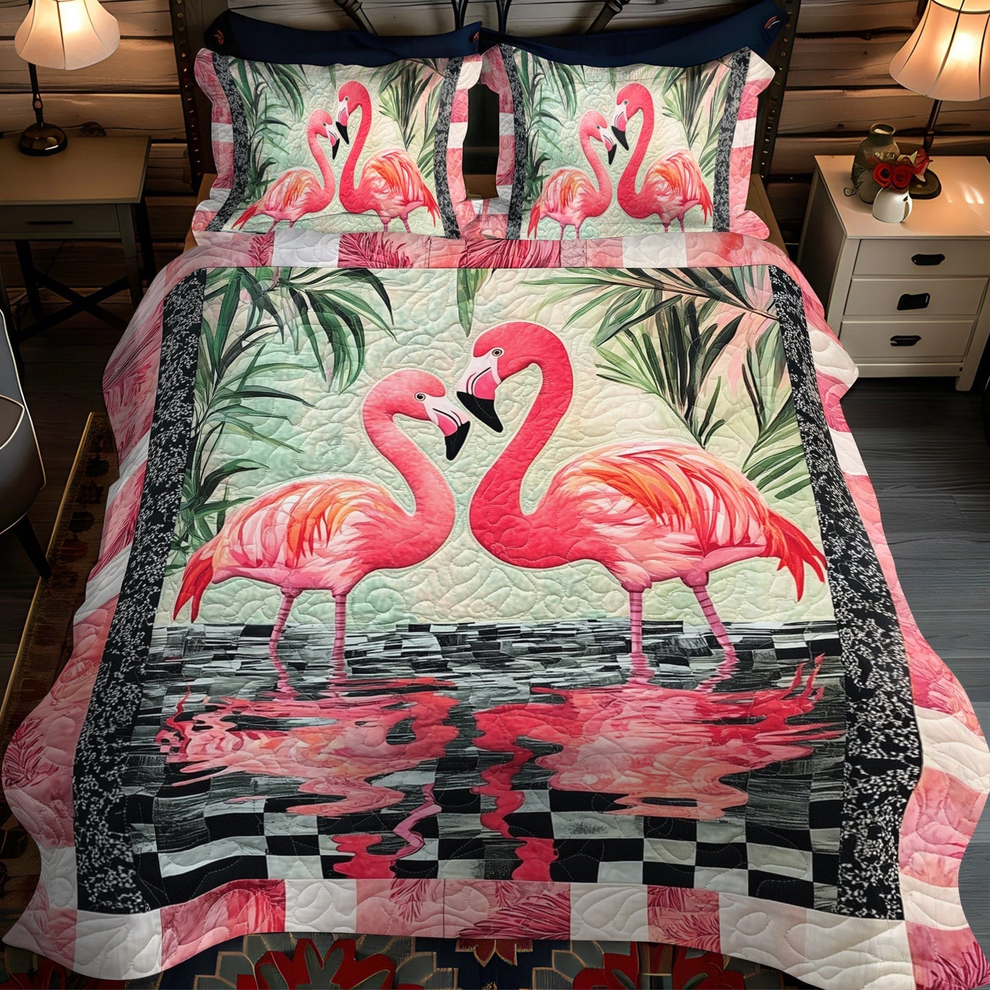 Flamingo Bliss 3-Piece Quilted Bedding Set - Single (59" x 70")