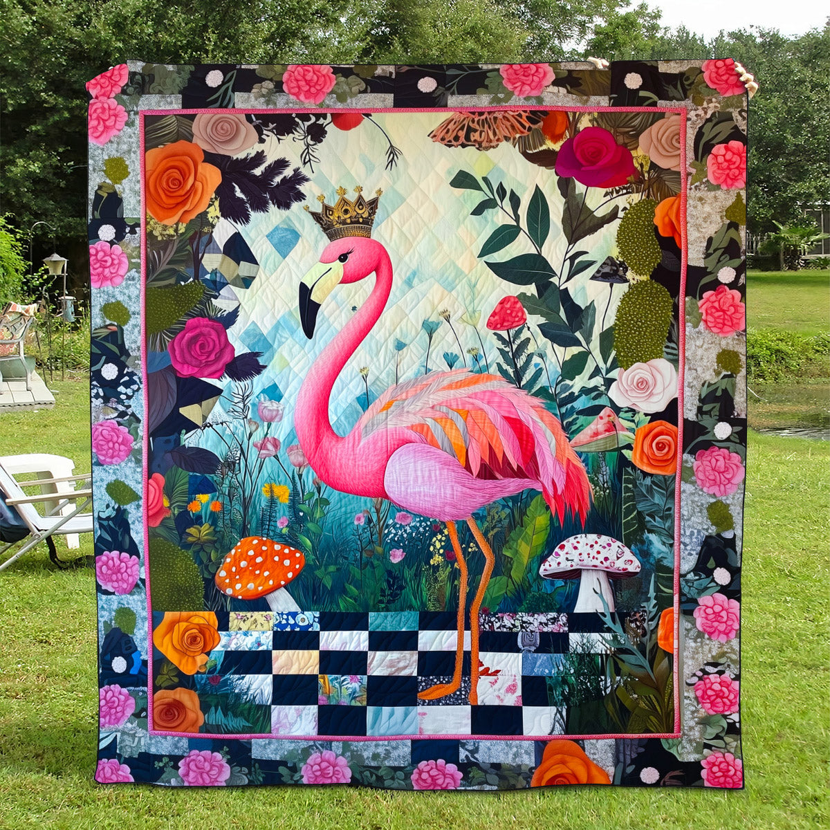 Flamingo Bliss Quilted Blanket - Throw (55" x 60")