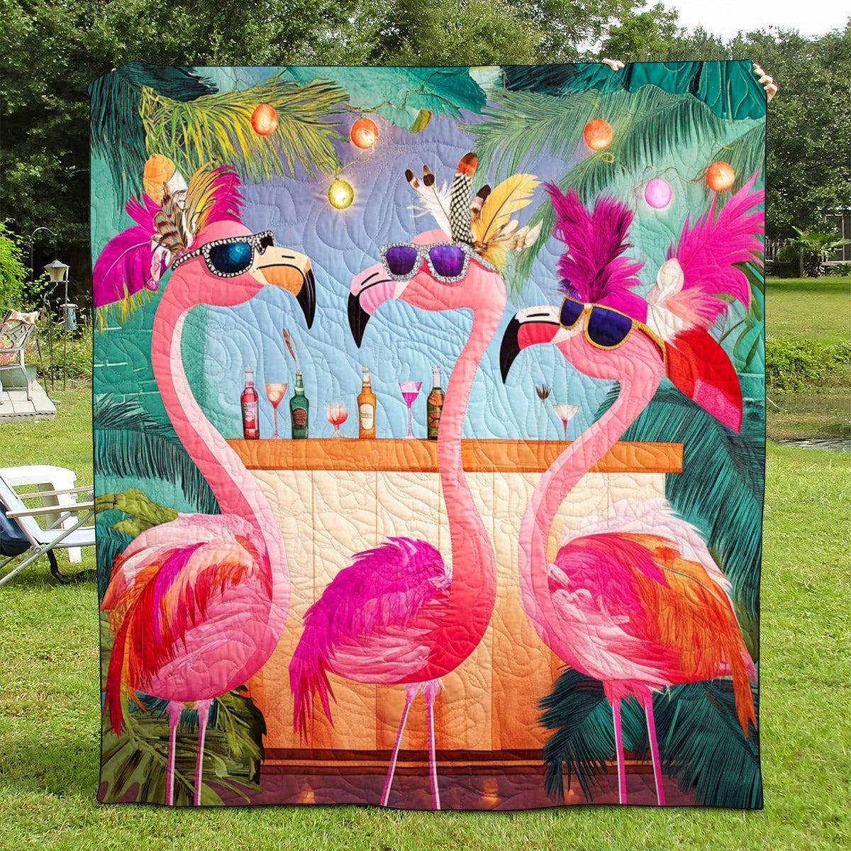 Flamingo Bliss Quilted Blanket - Throw (55" x 60")