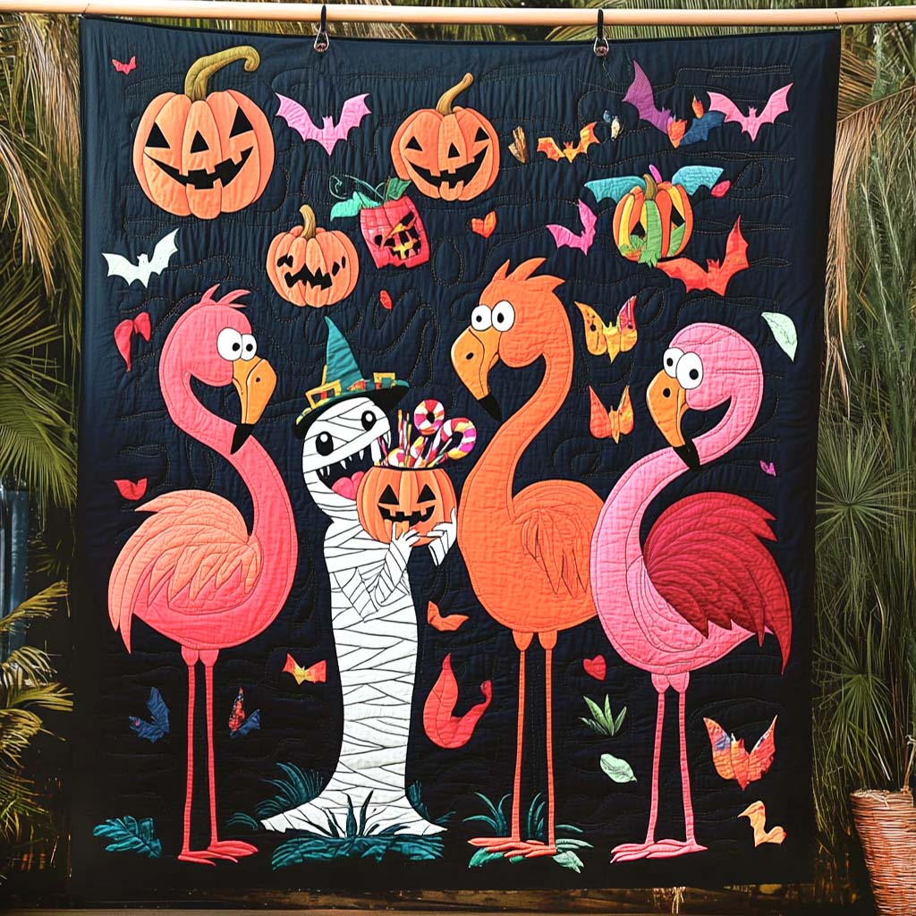 Flamingo Charm Quilted Blanket - Throw (55" x 60")