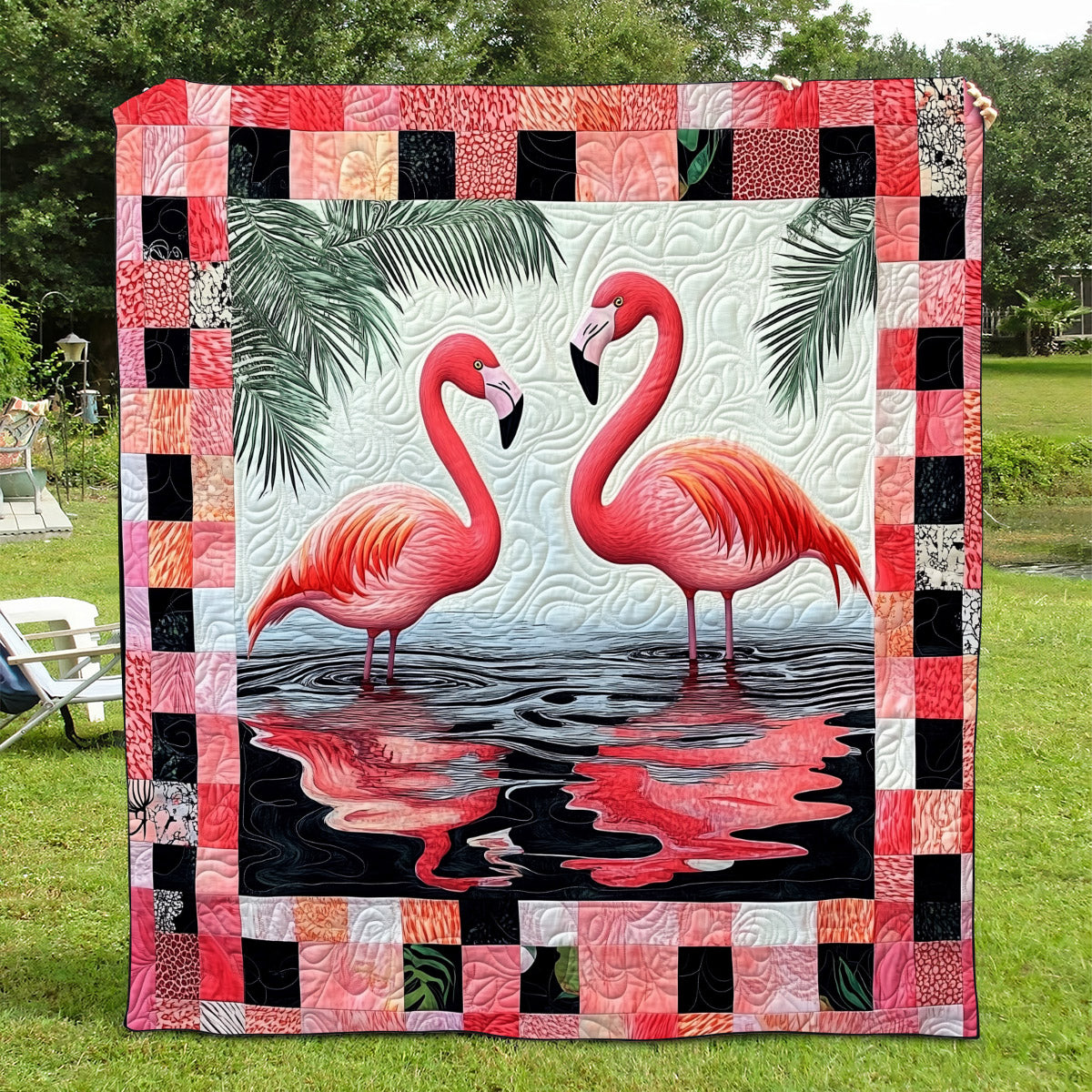Flamingo Chic Quilted Blanket - Throw (55" x 60")