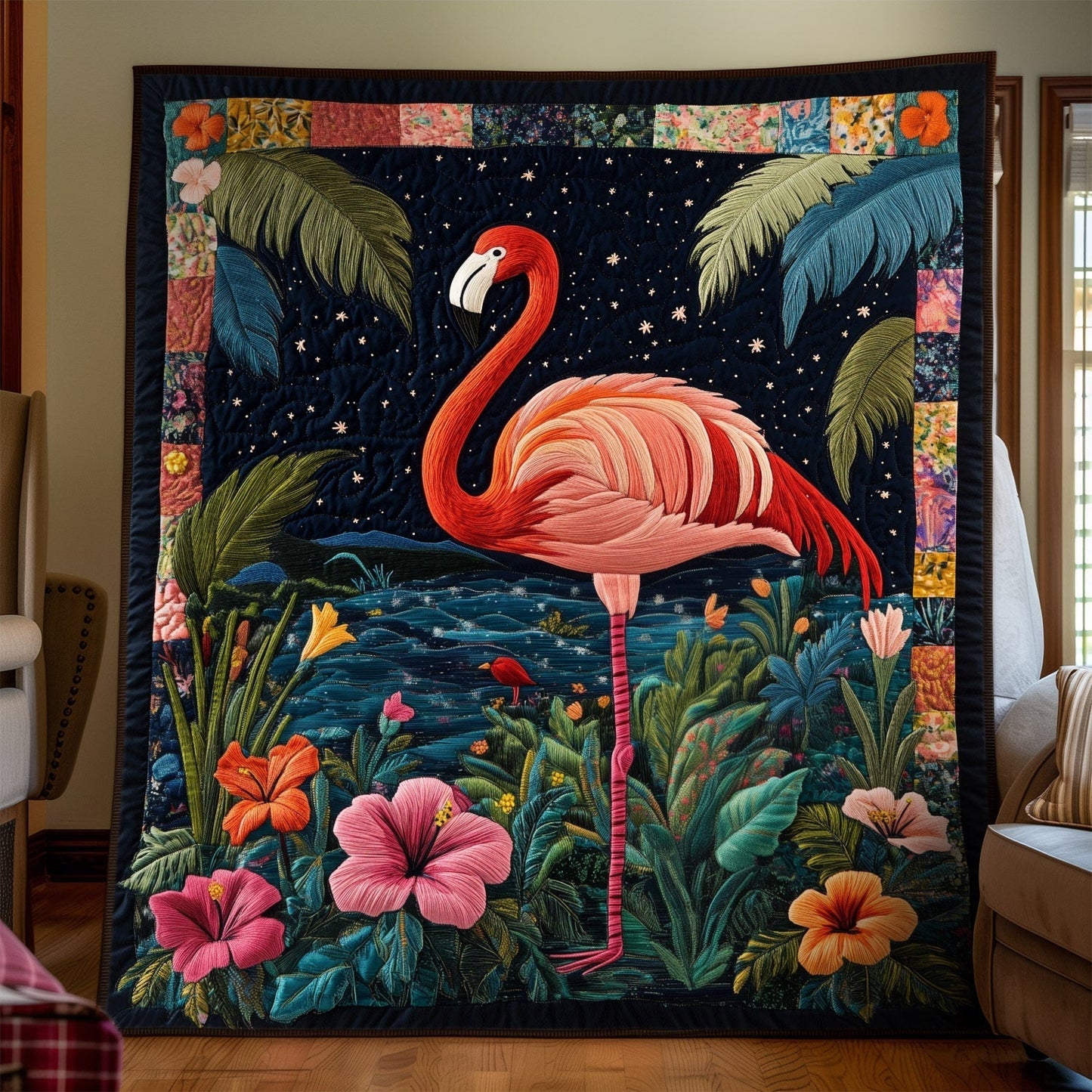 Flamingo Dance Quilted Blanket - Throw (55" x 60")