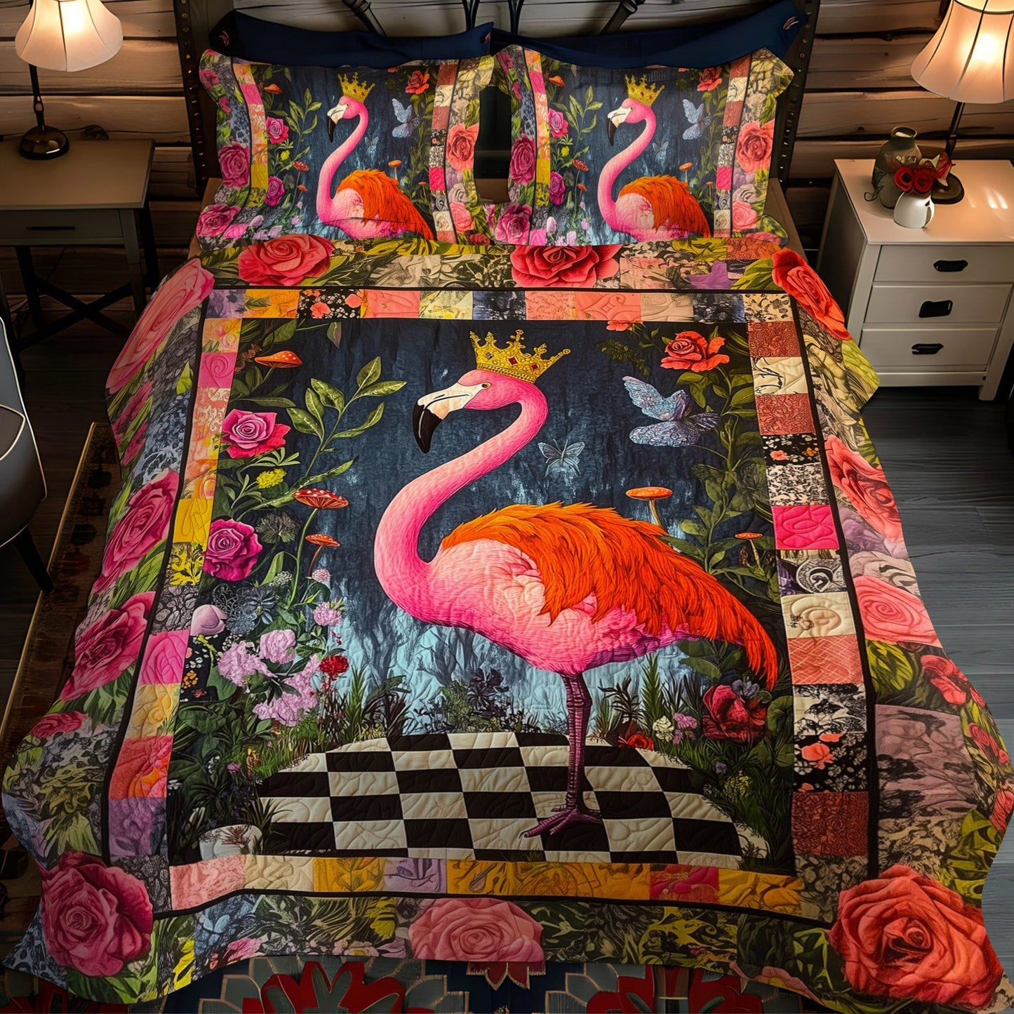 Flamingo Delight 3-Piece Quilted Bedding Set - Single (59" x 70")