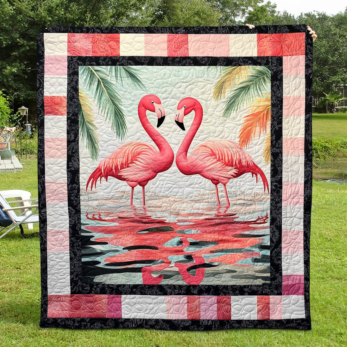 Flamingo Delight Quilted Blanket - Throw (55" x 60")