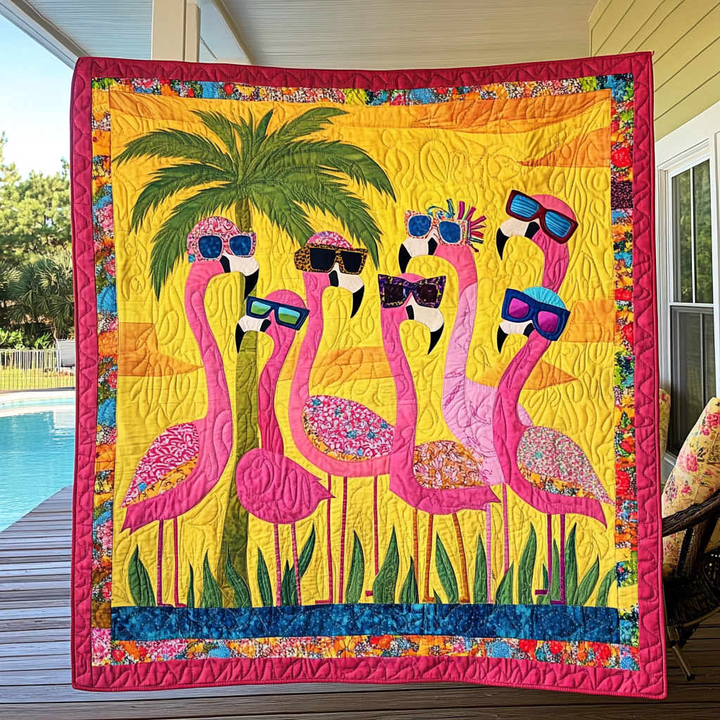 Flamingo Dreams Quilted Blanket - Throw (55" x 60")