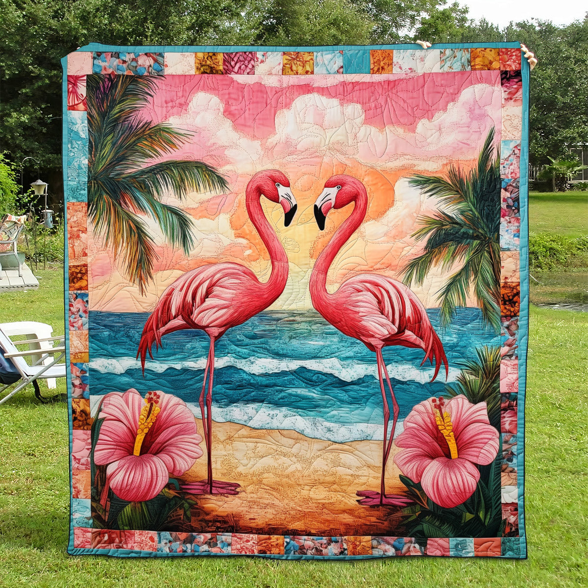 Flamingo Dreams Quilted Blanket - Throw (55" x 60")