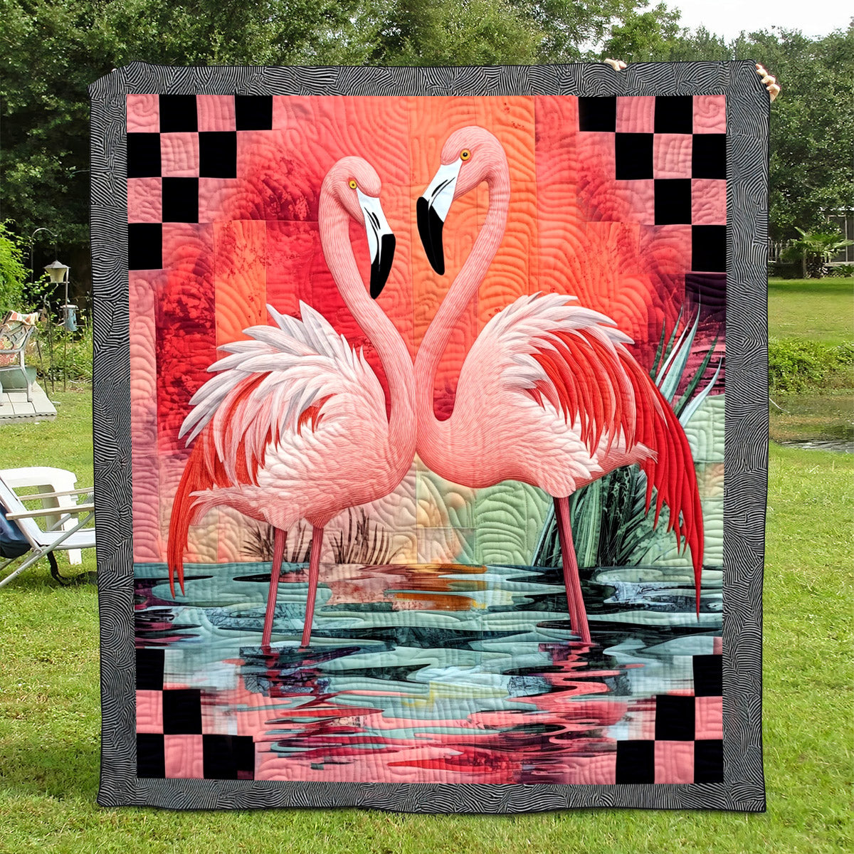 Flamingo Fancy Quilted Blanket - Throw (55" x 60")
