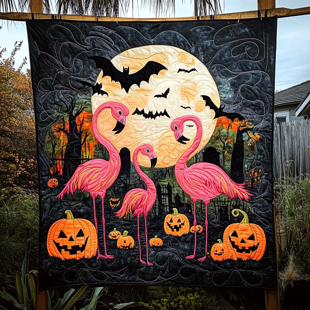 Flamingo Fantasy Quilted Blanket - Throw (55" x 60")