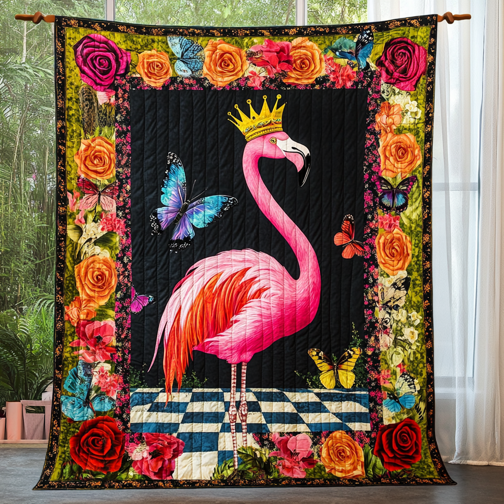 Flamingo Fantasy Quilted Blanket - Throw (55" x 60")
