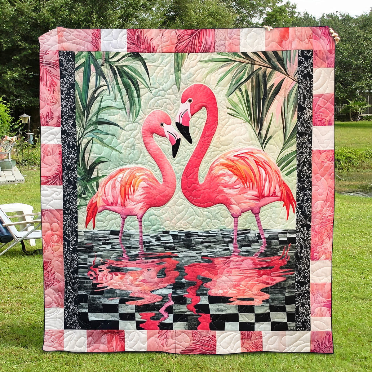 Flamingo Fest Quilted Blanket - Throw (55" x 60")