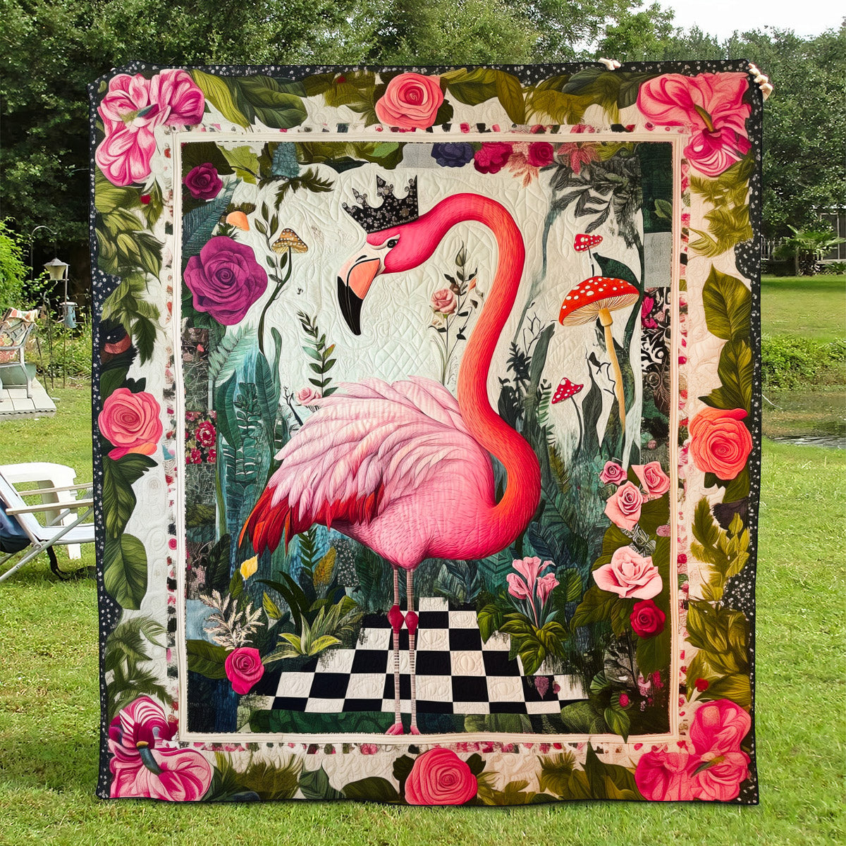 Flamingo Fiesta Quilted Blanket - Throw (55" x 60")