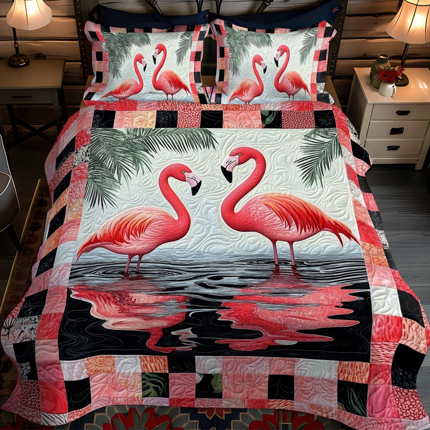 Flamingo Gala 3-Piece Quilted Bedding Set - Single (59" x 70")