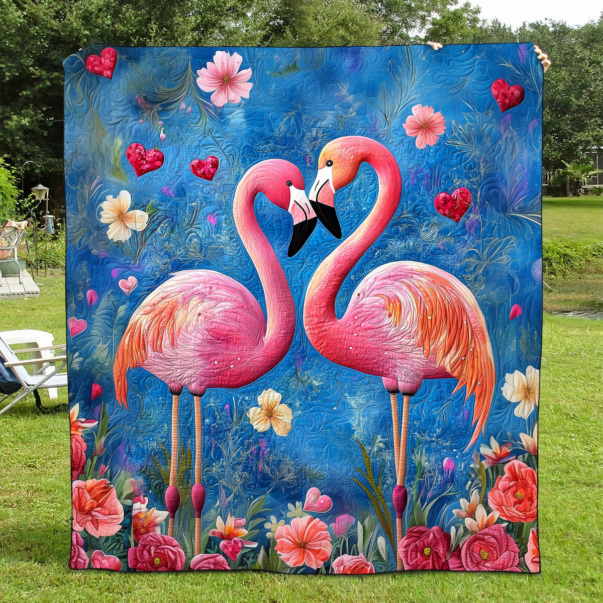 Flamingo Gala Quilted Blanket - Throw (55" x 60")