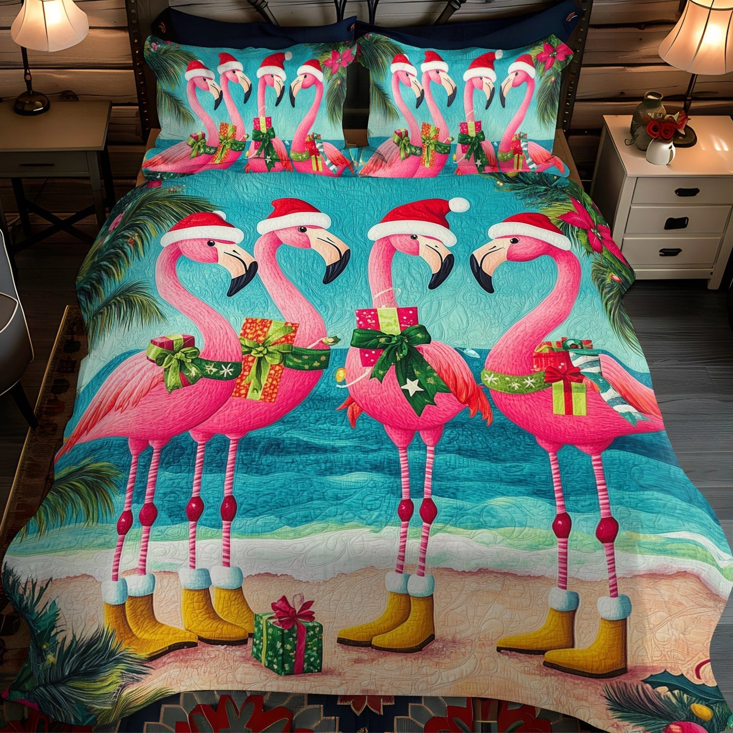 Flamingo Gleam 3-Piece Quilted Bedding Set - Single (59" x 70")
