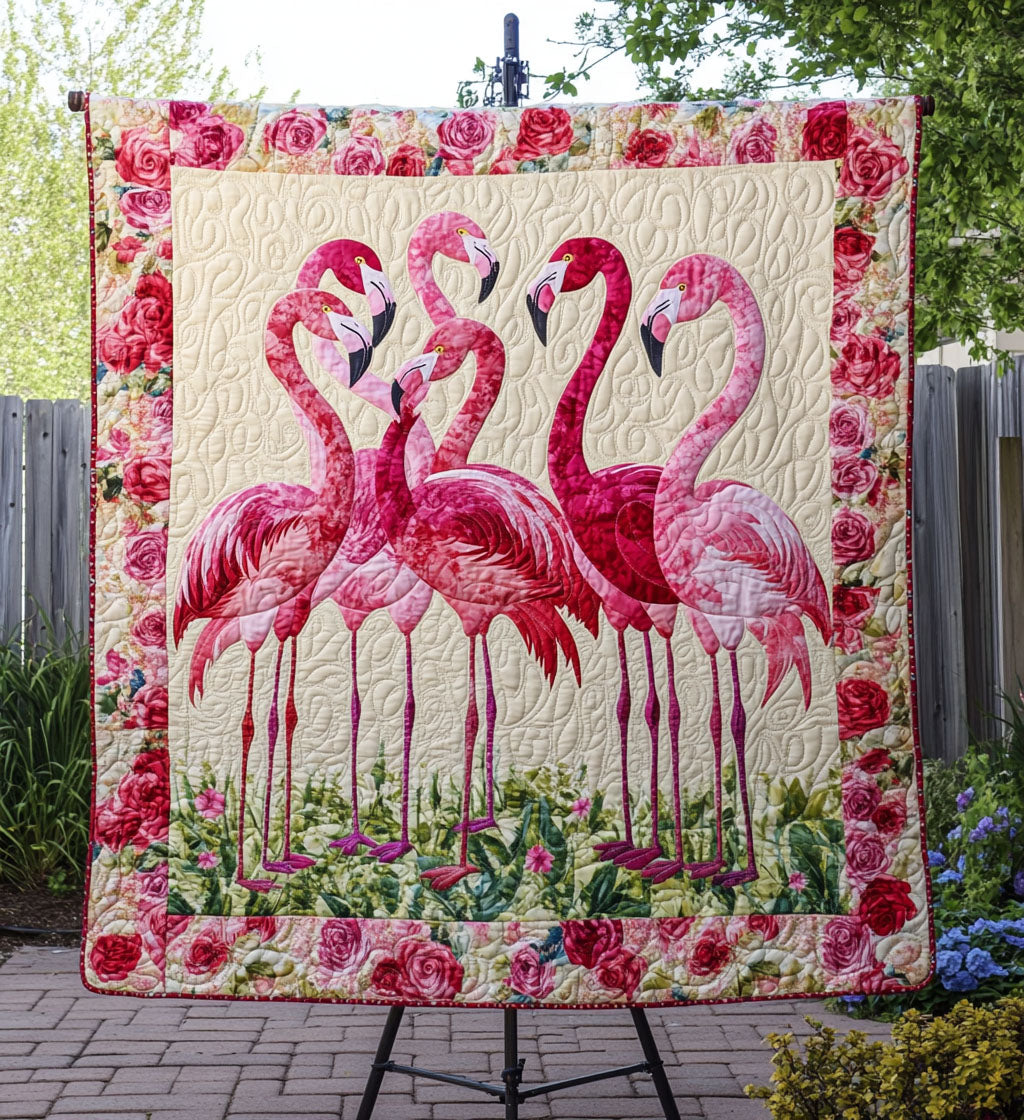 Flamingo Glow Quilted Blanket - Throw (55" x 60")