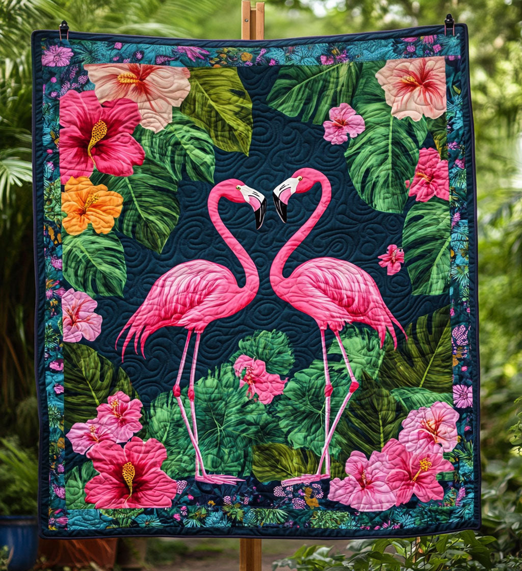 Flamingo Meadow Quilted Blanket - Throw (55" x 60")