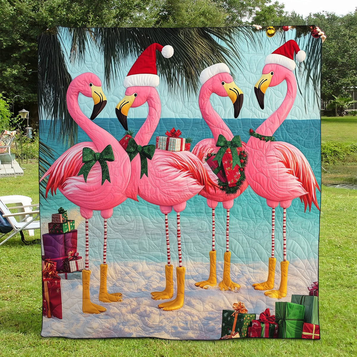 Flamingo Oasis Quilted Blanket - Throw (55" x 60")