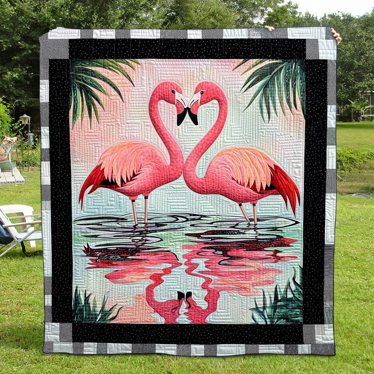 Flamingo Parade Quilted Blanket - Throw (55" x 60")