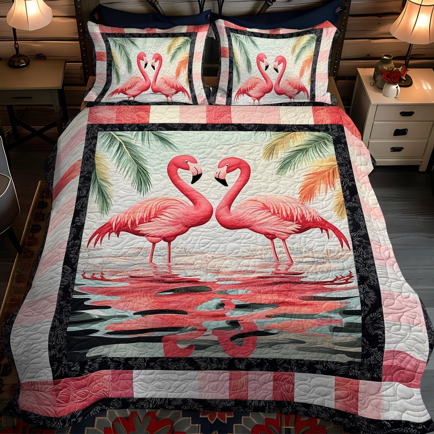 Flamingo Paradise 3-Piece Quilted Bedding Set - Single (59" x 70")