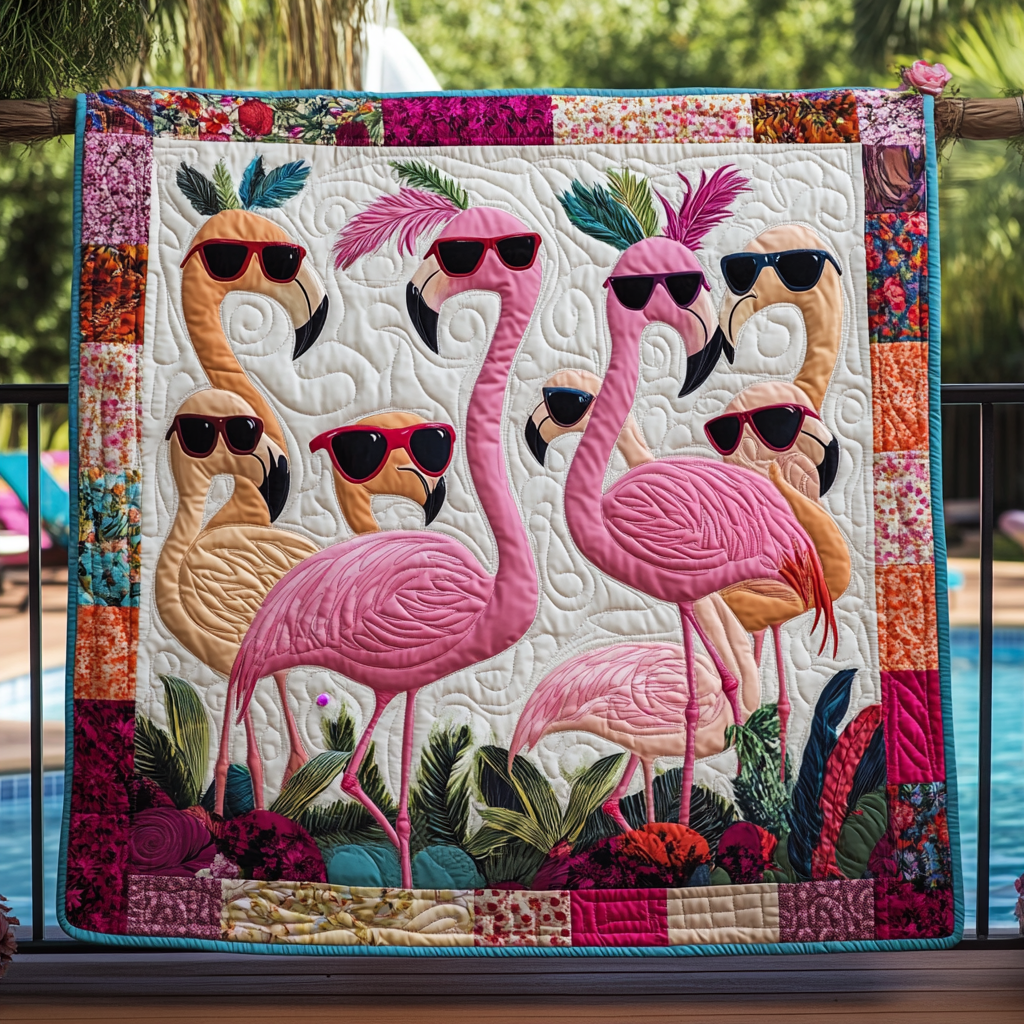 Flamingo Paradise Quilted Blanket - Throw (55" x 60")