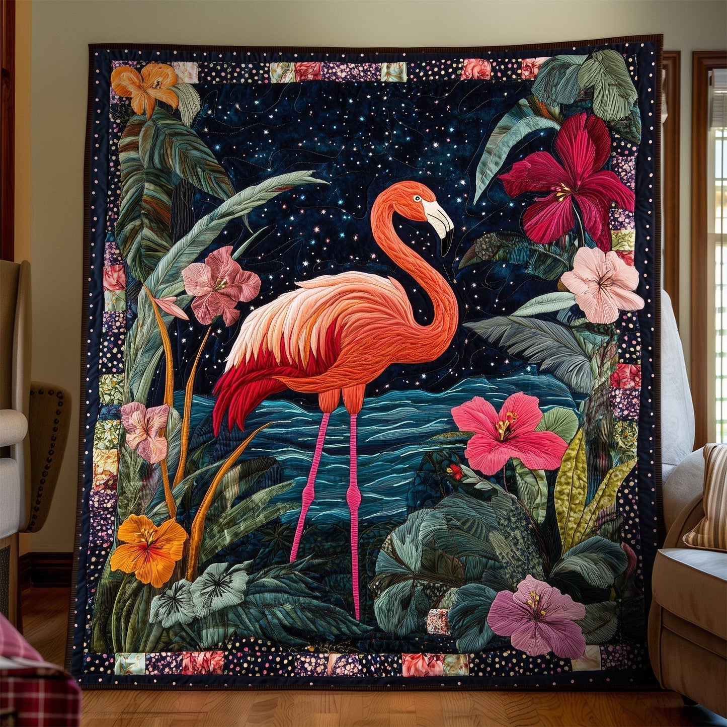 Flamingo Paradise Quilted Blanket - Throw (55" x 60")