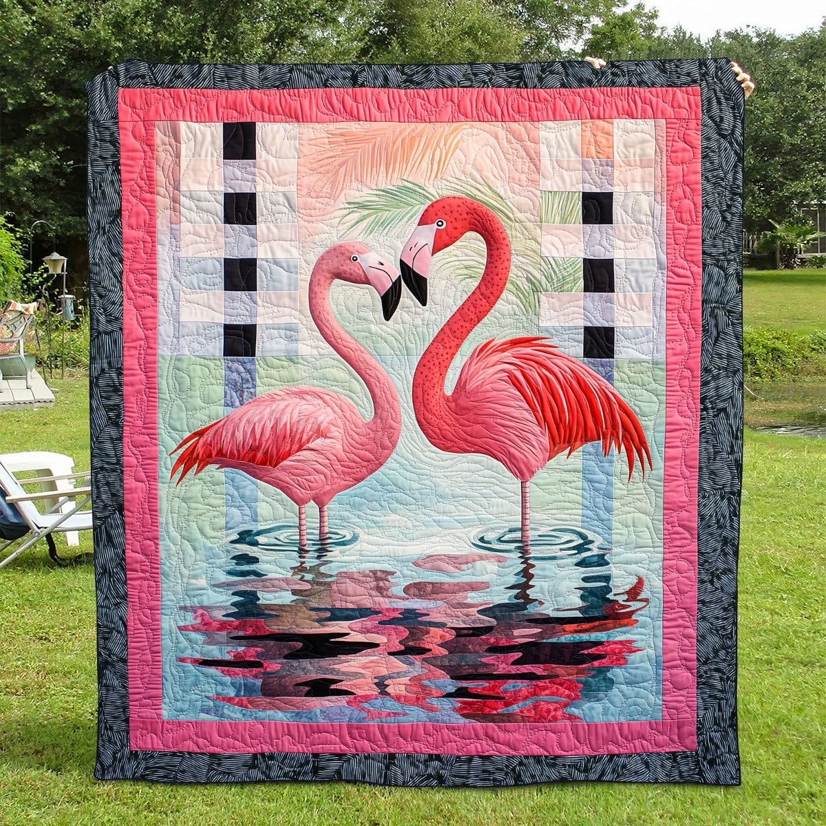 Flamingo Radiance Quilted Blanket - Throw (55" x 60")