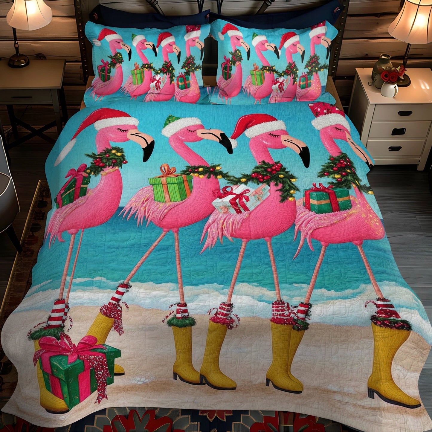 Flamingo Serenade 3-Piece Quilted Bedding Set - Single (59" x 70")
