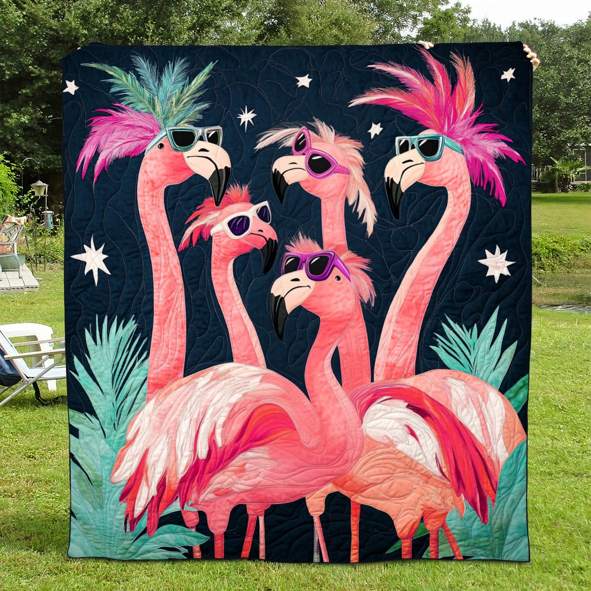 Flamingo Shine Quilted Blanket - Throw (55" x 60")