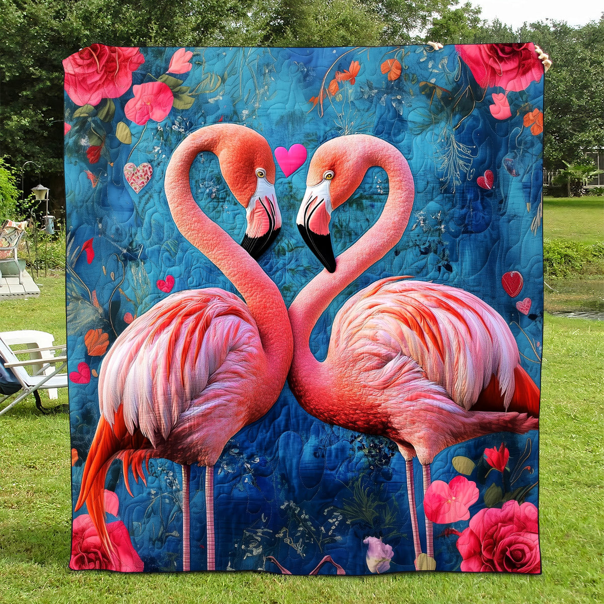 Flamingo Soiree Quilted Blanket - Throw (55" x 60")