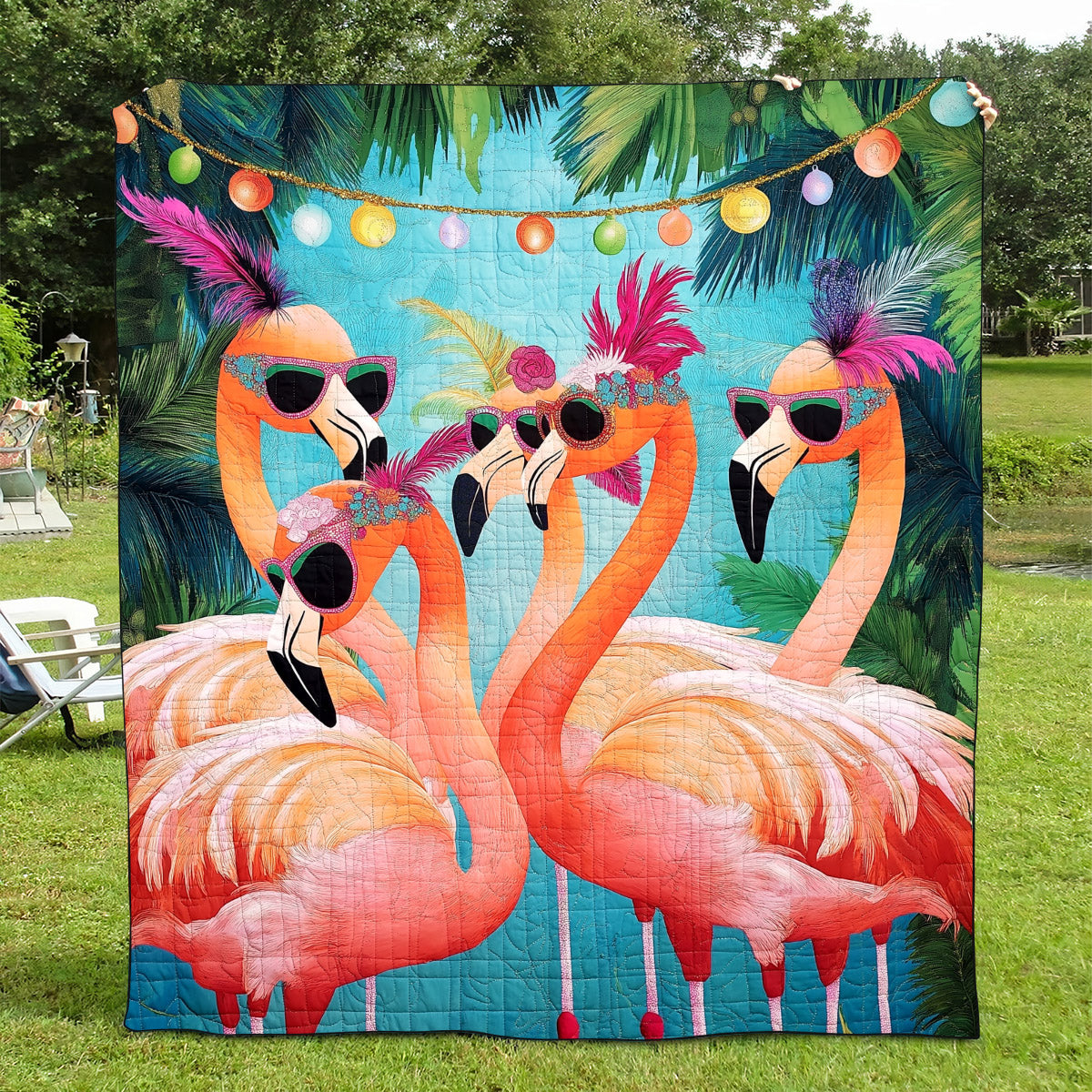 Flamingo Splendor Quilted Blanket - Throw (55" x 60")