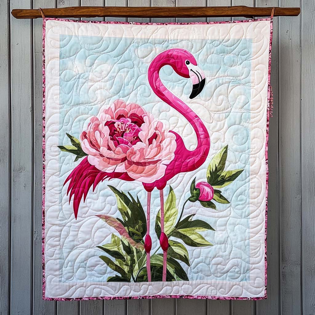Flamingo Symphony Quilted Blanket - Throw (55" x 60")